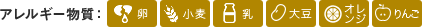 アレルギー物質:卵、小麦、乳、大豆、りんご、オレンジ